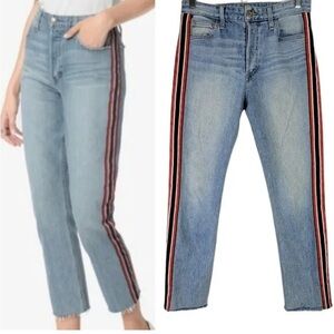 Joes Jeans the Smith High Rise Straight Ankle Jean Side Stripe Raw Hem SZ 26